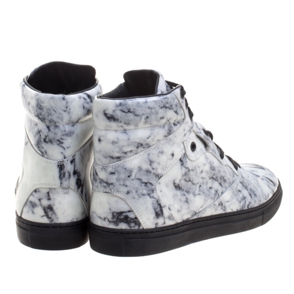 Balenciaga Marble Hightop Sneakers Size 36 White - Picture 4 of 8